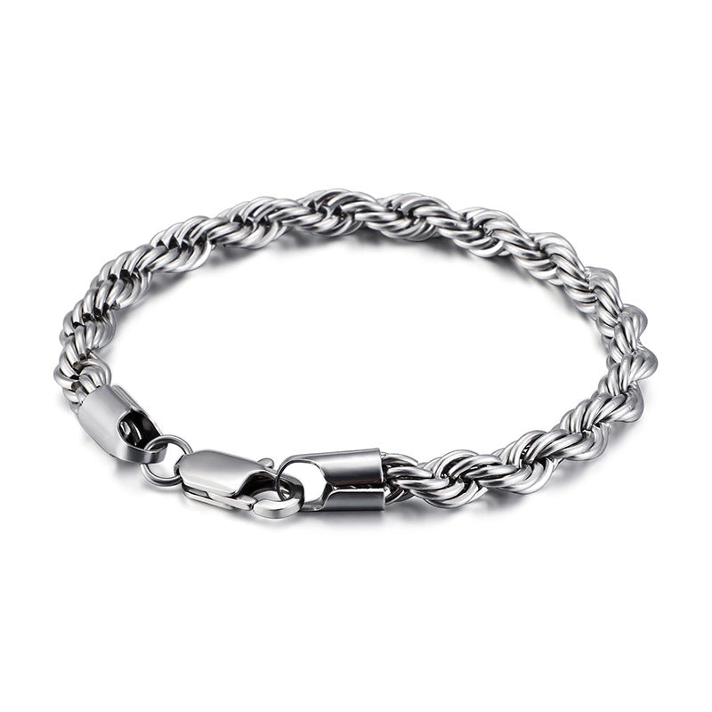 Gold Double Color Twist Chain Stainless Steel Bracelet For Men And Women – view 11