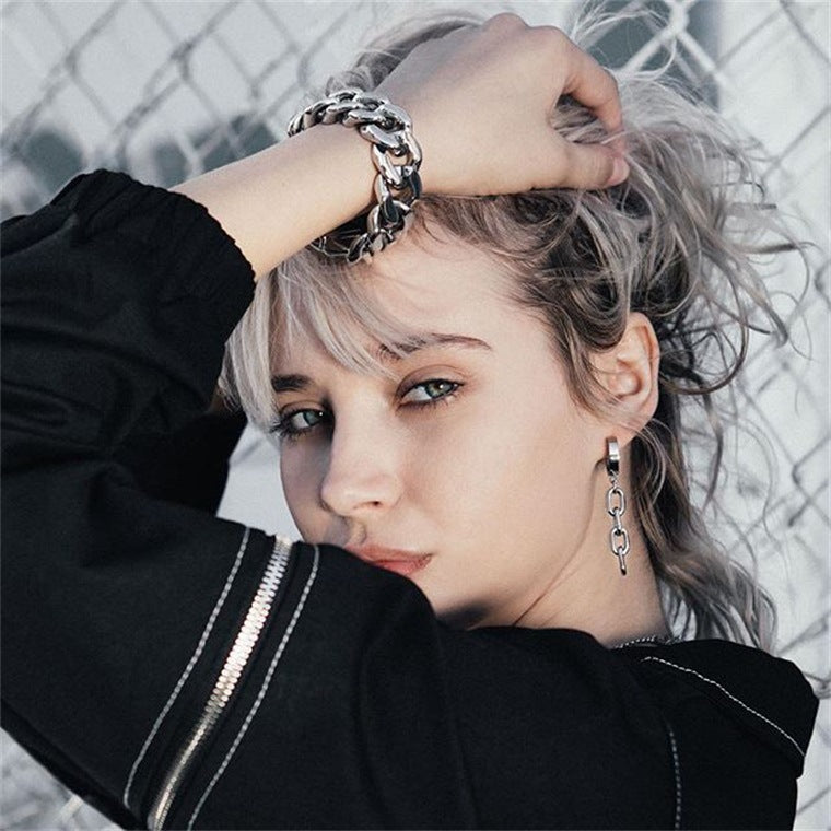 Stainless Steel Chain Stud Earrings For Men And Women – view 4