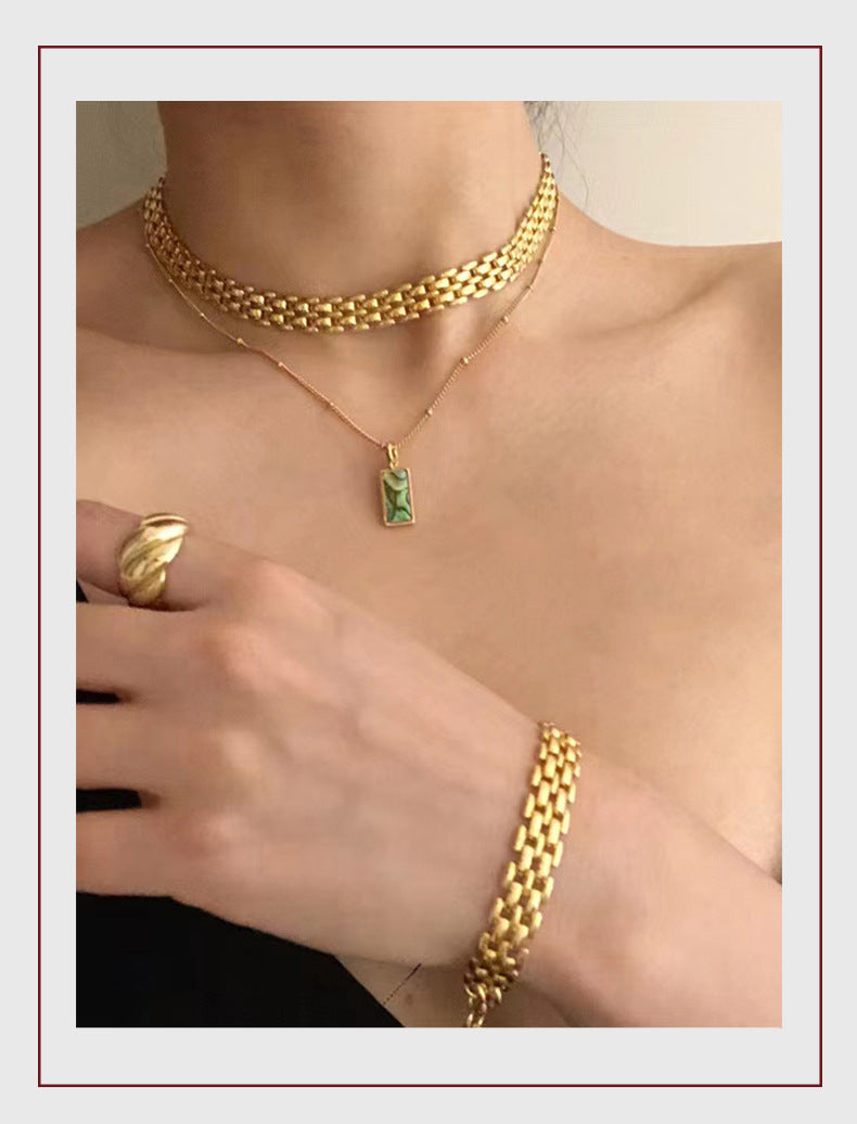 Titanium Steel 18K Gold Plating Woven Bracelet Necklace – view 8