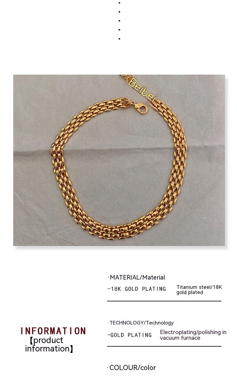 Titanium Steel 18K Gold Plating Woven Bracelet Necklace – view 9