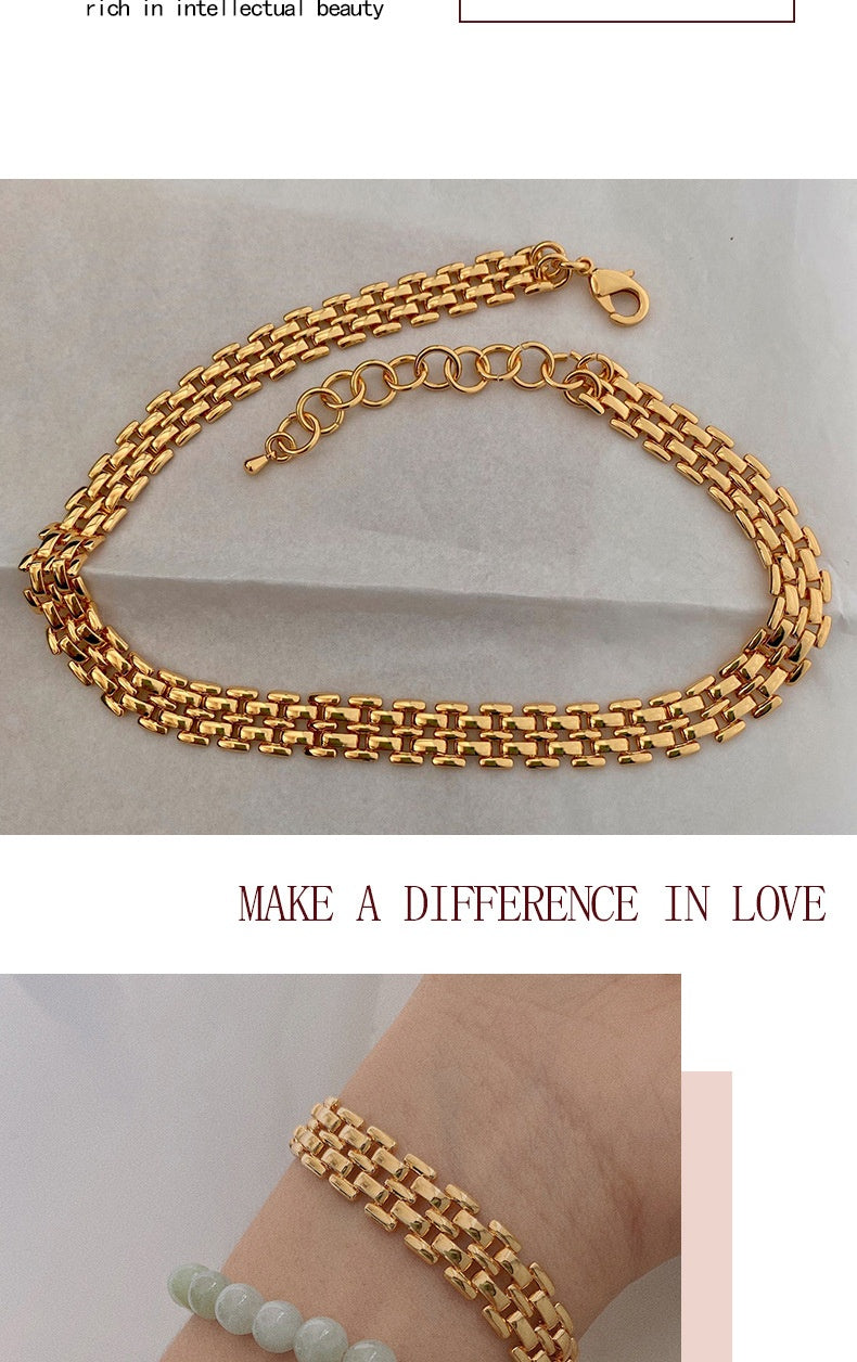 Titanium Steel 18K Gold Plating Woven Bracelet Necklace – view 10