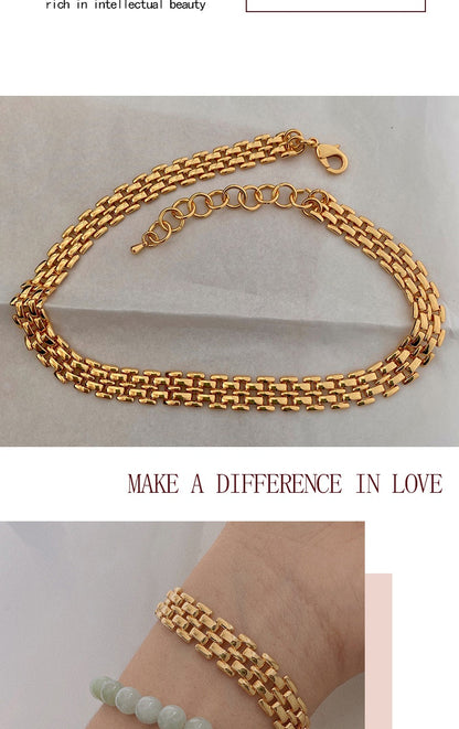 Titanium Steel 18K Gold Plating Woven Bracelet Necklace – view 10