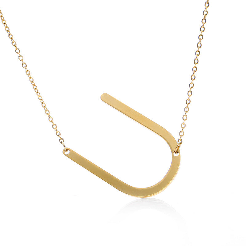 Fabulous Rose Gold Plated Stainless Steel Initial Letter Pendant Necklace – view 11