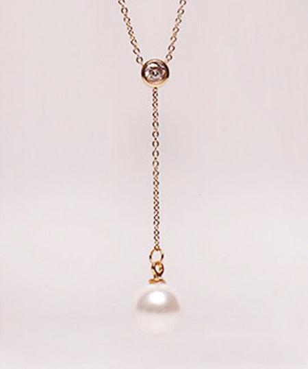 Stainless steel plated 18K rose gold single drill necklace – view 2