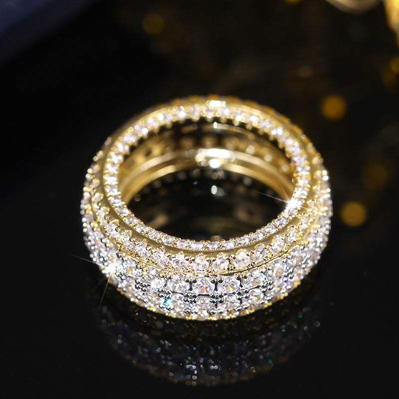 Old Money Geometric Ring – Zircon Inlaid Copper, Two-Tone – view 3