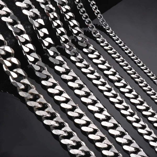 Stainless Steel Gold Silver Chain Cuban Curb Womens Mens Necklace – view 5