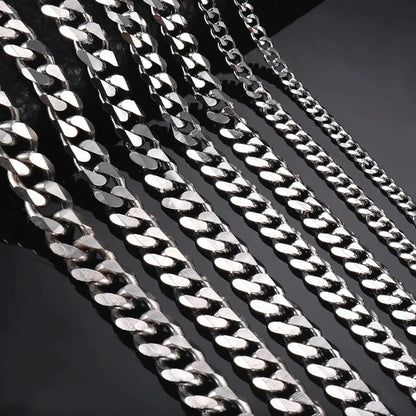 Stainless Steel Gold Silver Chain Cuban Curb Womens Mens Necklace – view 5