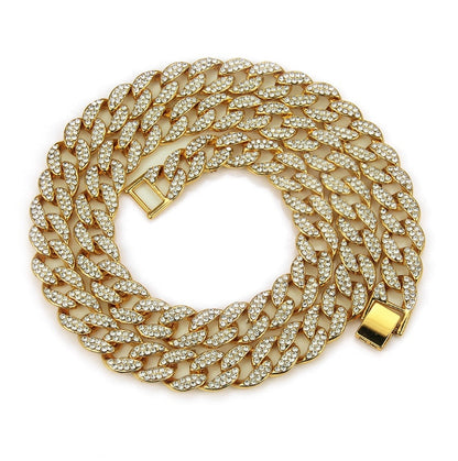 MIAMI CUBAN CHAIN NECKLACE 14K GOLD FINISH ICED OUT FULL STONE – view 5