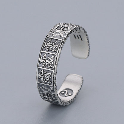Taoist Talisman-Inspired Ring with Cinnabar – 925 Sterling Silver – view 2