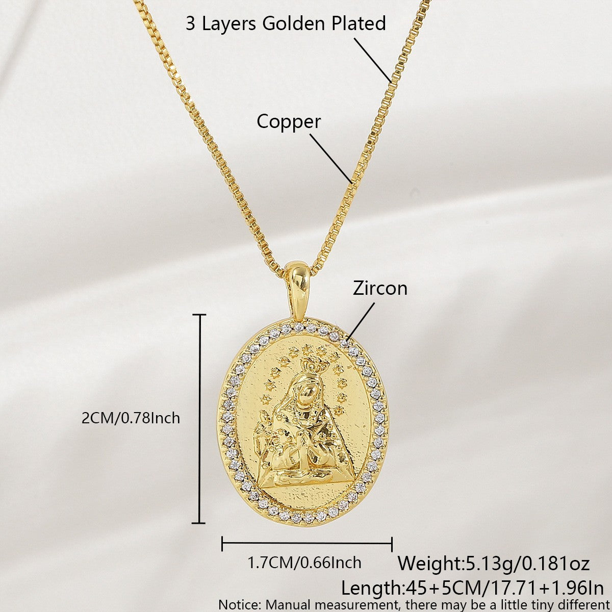 18K Gold Plated Crown & Cross Charm Necklace – view 5