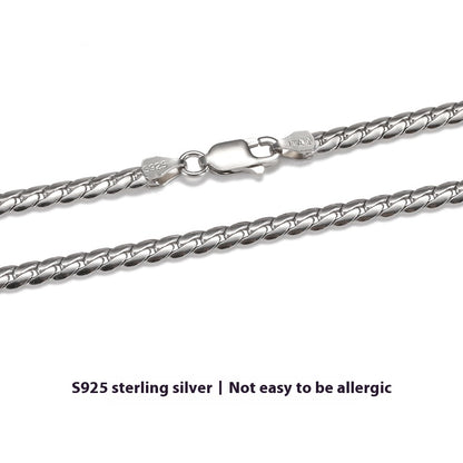 Sterling Silver White Gold Plated Encrypted Cuban Necklace For Men – view 6