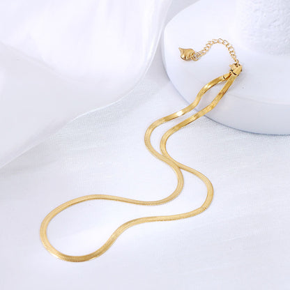 Female 18K Gold Titanium Steel Snake Bone Chain Necklace – view 4
