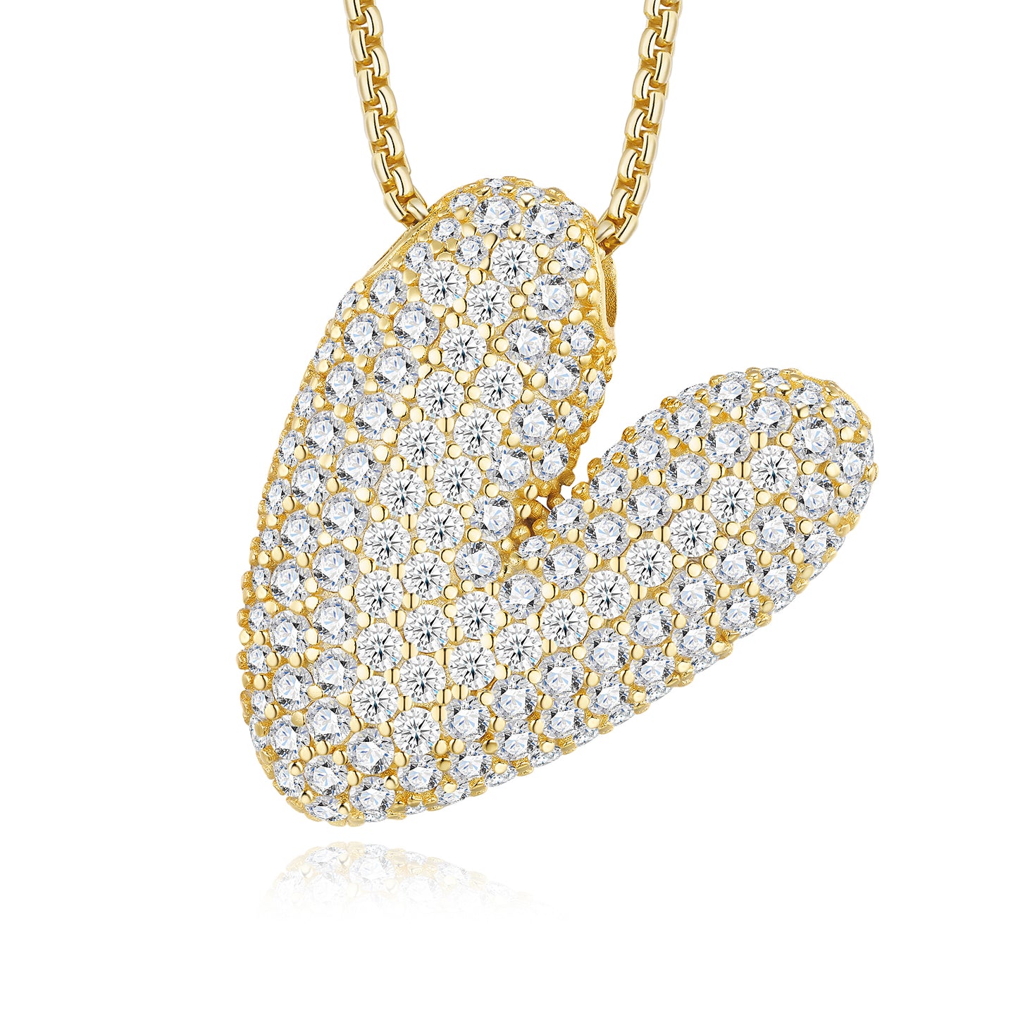 Bubble Letter Initial Necklace 12.79g – S925 Gold, Moissanite A-Z
