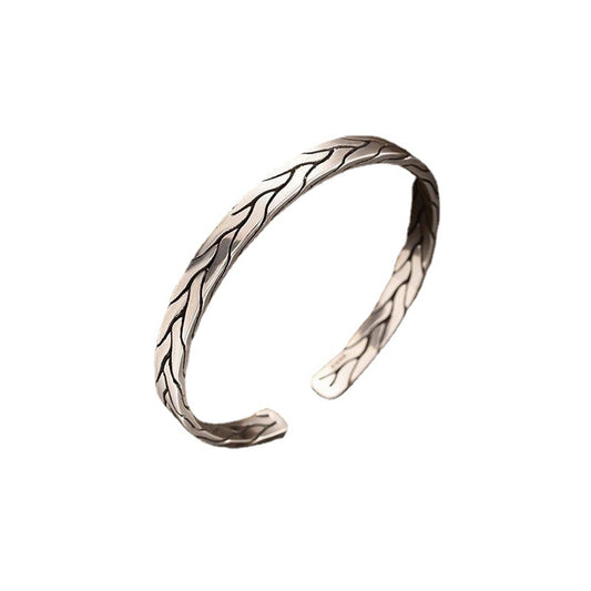 Twisted Branch Open Cuff Bangle – 925 Sterling Silver – view 2