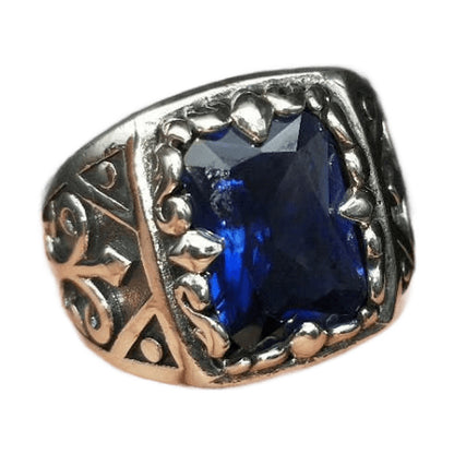 Ornate Blue Stone Statement Ring – 925 Sterling Silver