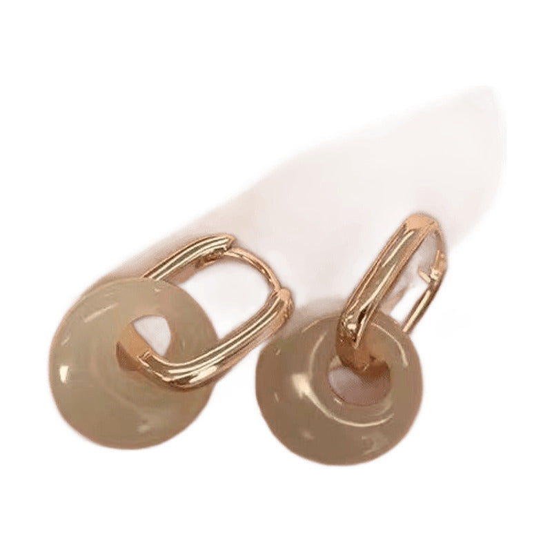 Peace Buckle Oval Hoop Earrings – Chinese Style
