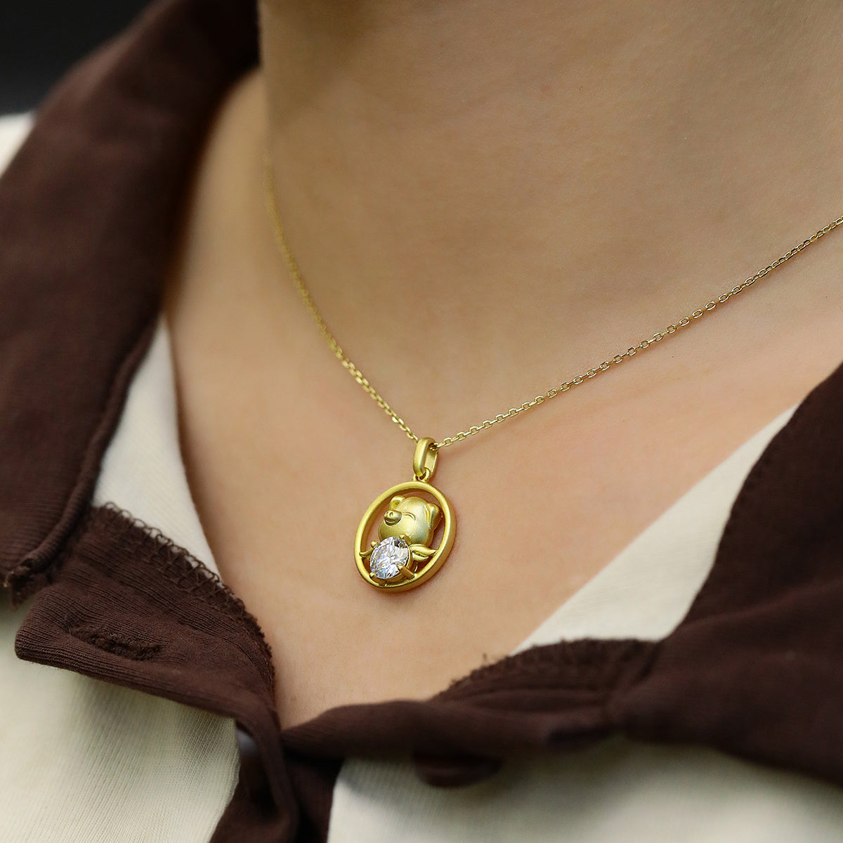 1ct Moissanite Chinese Zodiac Necklace – S925 Gold Plated – view 9