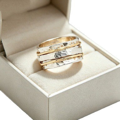 New Two-tone Vintage Minimalist Multi-layer Ring – view 5