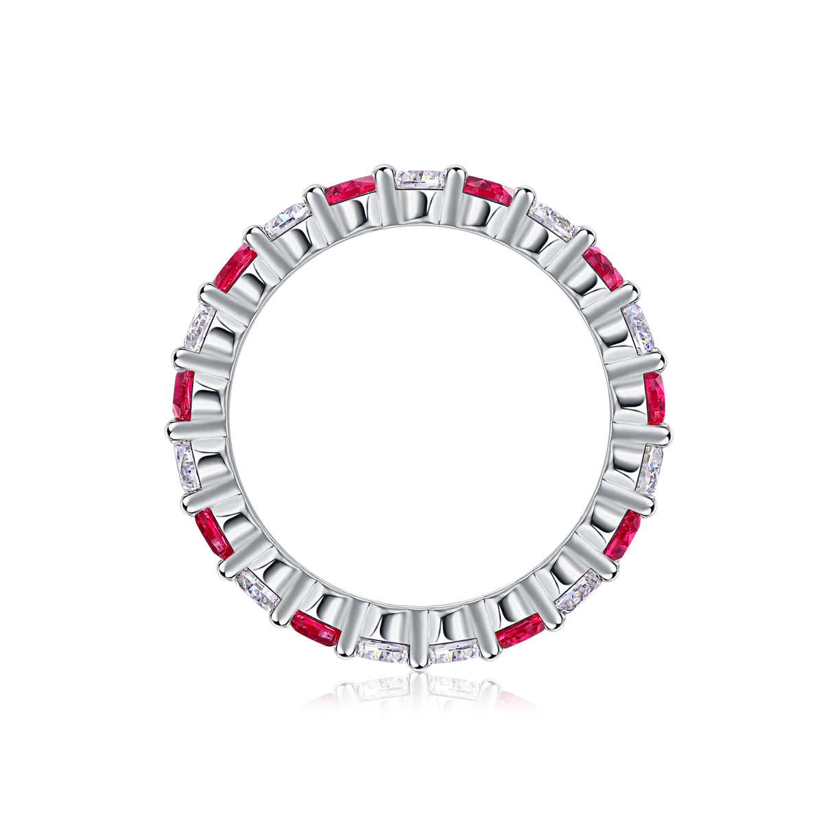 Synthetic Ruby Eternity Band Ring – S925 Platinum Plated – view 4