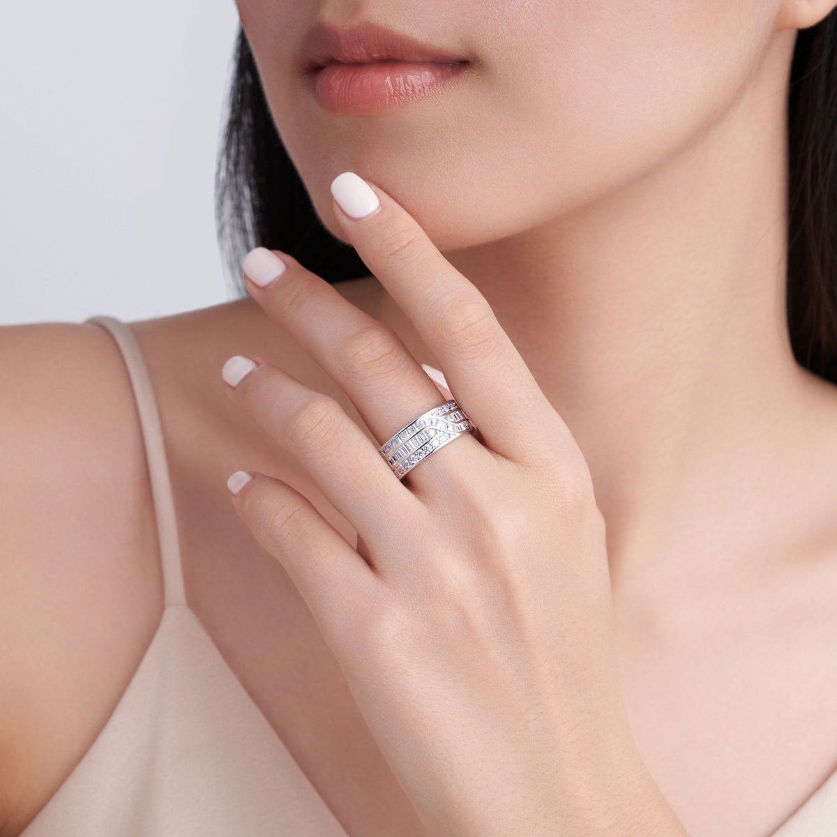 Wide mixed-cut pave-style eternity ring — supplier detail view 3