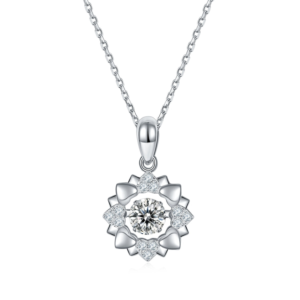 0.5ct Moissanite Flower Pendant Necklace – S925 Platinum Plated