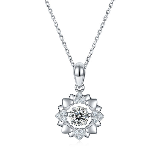 0.5ct Moissanite Flower Pendant Necklace – S925 Platinum Plated