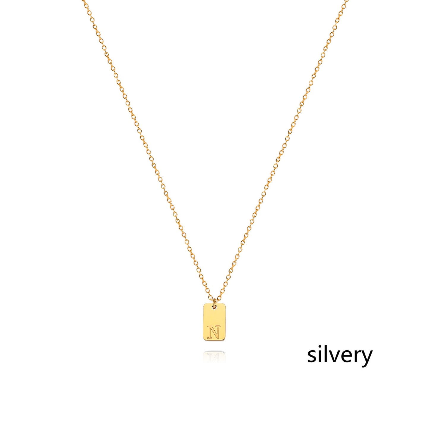 Stainless Steel Simple 26 Letter Tag Pendant Necklace – view 41