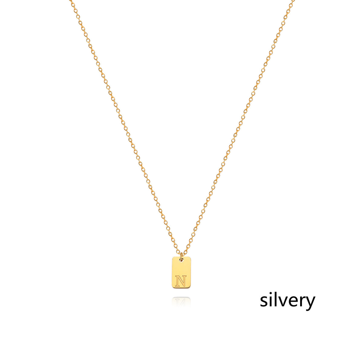 Stainless Steel Simple 26 Letter Tag Pendant Necklace – view 41