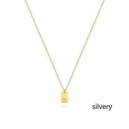 Stainless Steel Simple 26 Letter Tag Pendant Necklace – view 41
