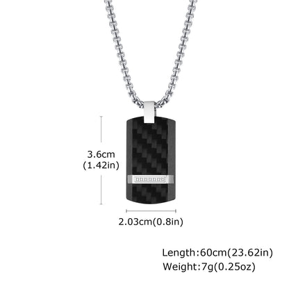 Mens Titanium Steel Carbon Fiber Military Dog Tag Blank Pendant Necklace – view 5