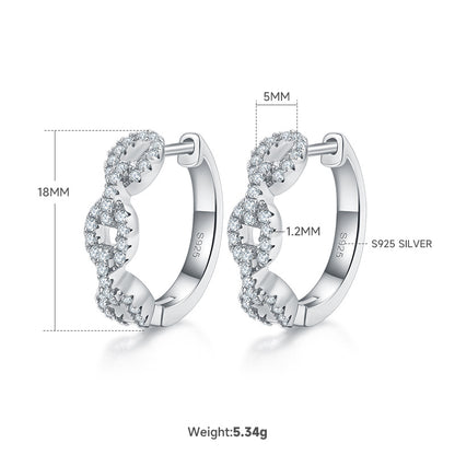 Twisted chain-link moissanite hoop earrings – 18mm