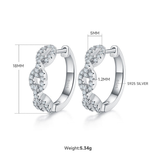 Twisted Chain Link Moissanite Hoops 18mm – S925 Platinum