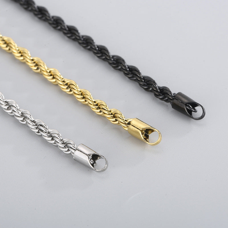 Gold Double Color Twist Chain Stainless Steel Bracelet For Men And Women – view 8