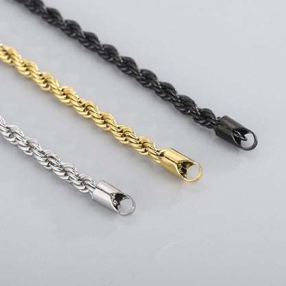 Gold Double Color Twist Chain Stainless Steel Bracelet – view 8