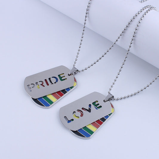 Rainbow Double-Layer Dog Tag Necklace