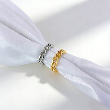 Chain Couple Rings – 18K Gold Plated Titanium Steel, Unisex – view 2