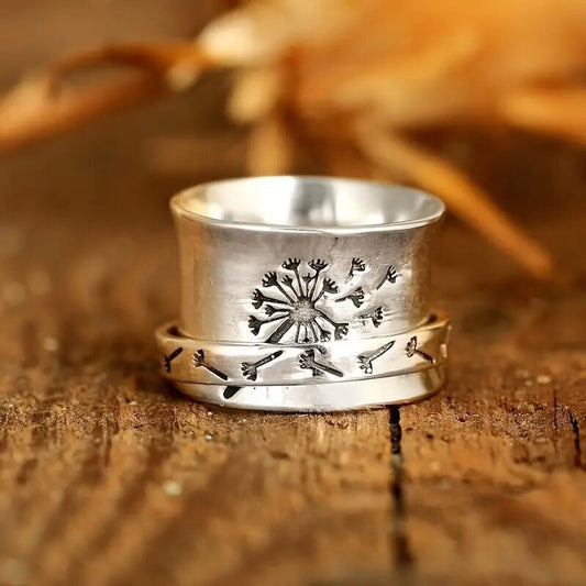 Carved Dandelion Ring Simple Stylish And Botanical
