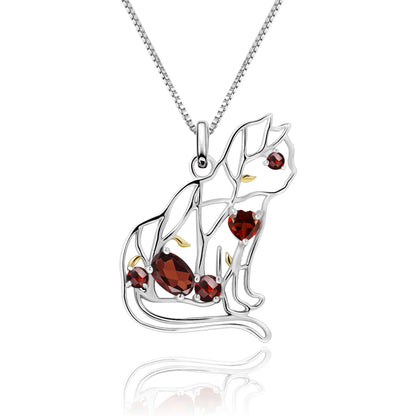 Geometric gemstone pendant necklace with silver-tone chain – view 6