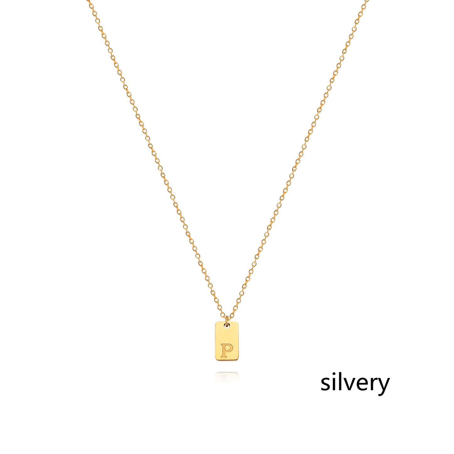 Stainless Steel Simple 26 Letter Tag Pendant Necklace – view 43