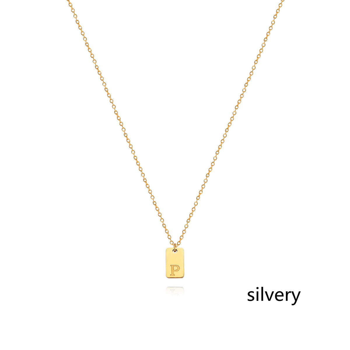 Stainless Steel Simple 26 Letter Tag Pendant Necklace – view 43