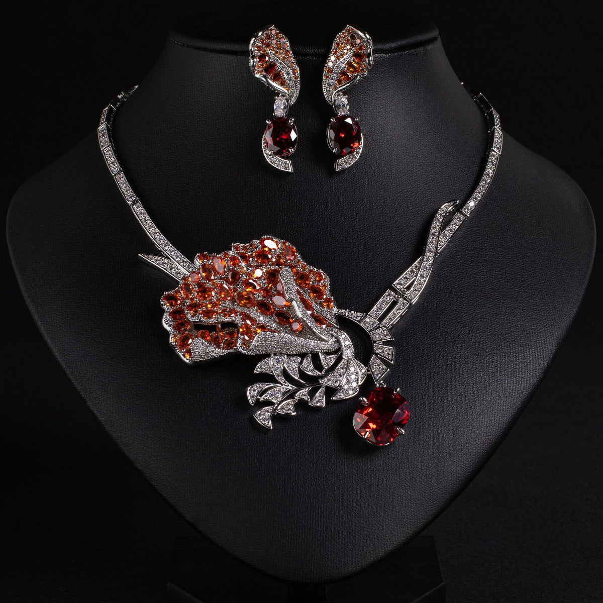 Rose floral necklace and matching earrings set — supplier detail view 4
