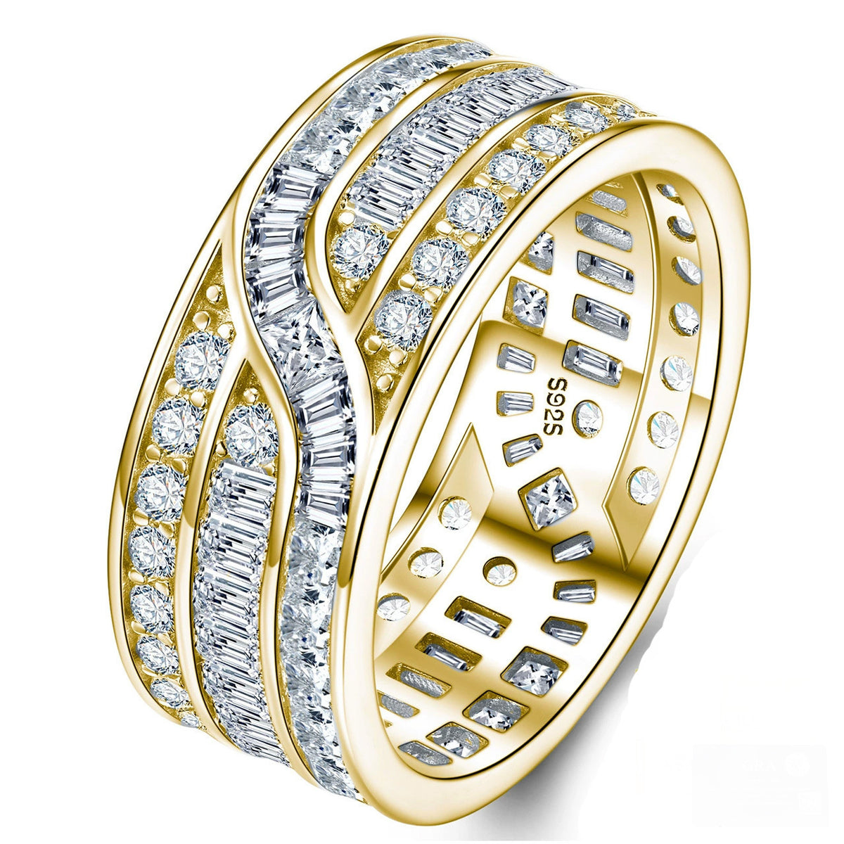 Wide mixed-cut pave-style eternity ring — supplier detail view 7