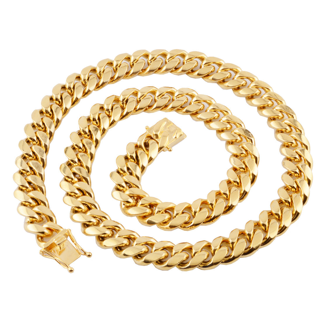 Miami Cuban Link Chain – Gold Stainless Steel – view 8