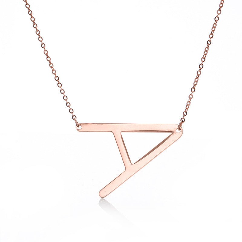 Fabulous Rose Gold Plated Stainless Steel Initial Letter Pendant Necklace – view 15
