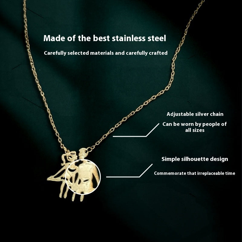 18K Gold Plated Stainless Steel Couple Necklace – view 4