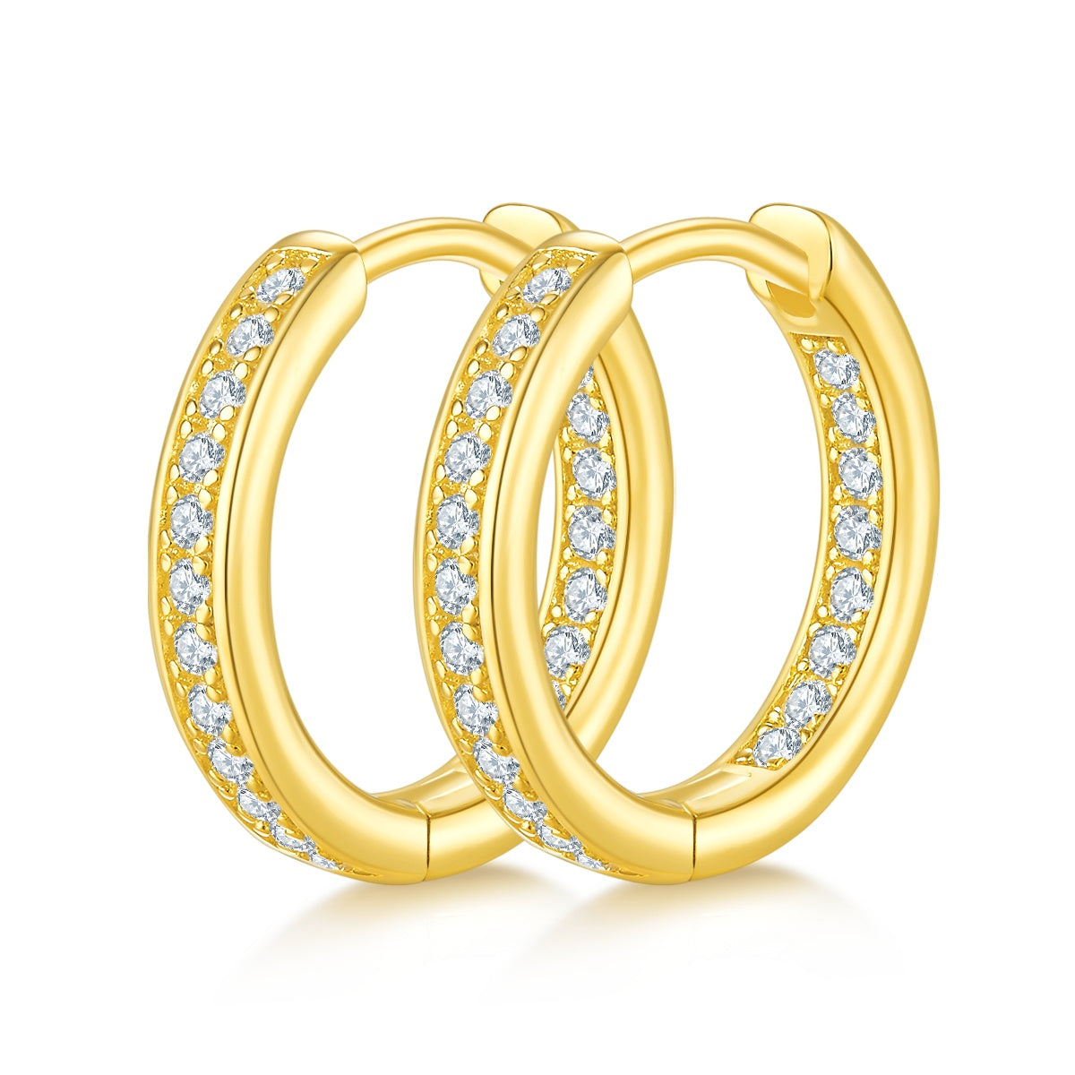 Moissanite Huggie Hoop Earrings 14.5mm – S925 Hypoallergenic – view 2