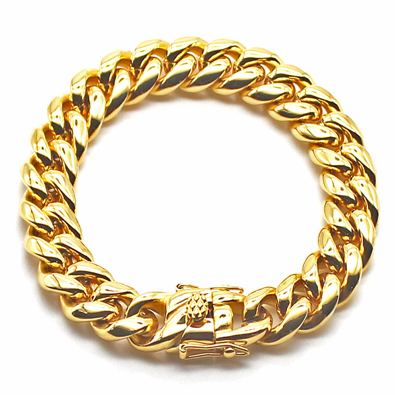 Cuban Trend Titanium Steel Gold Plated Zircon Bracelet For Men – view 3