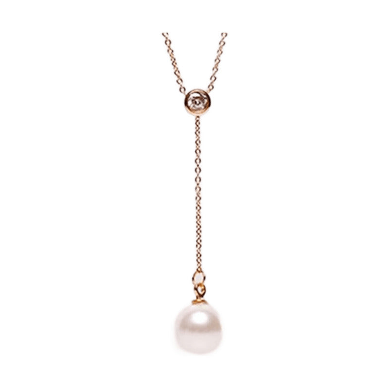 Stainless steel plated 18K rose gold single drill necklace