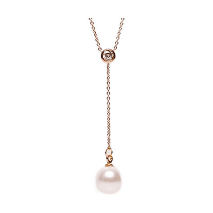 Stainless steel plated 18K rose gold single drill necklace