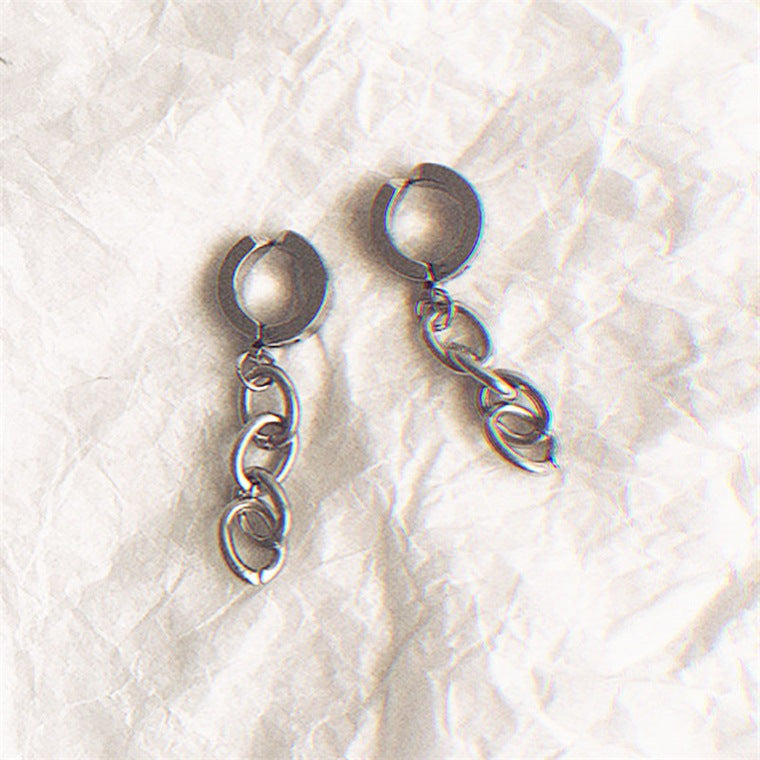 Stainless Steel Chain Stud Earrings For Men And Women – view 5